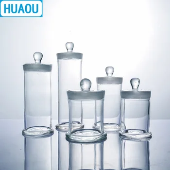 HUAOU 90*90 mm Vzor Jar s Gombík a Zem-V Sklenenou Zátkou Lekárske Formalin Formaldehyd Displej Fľašu