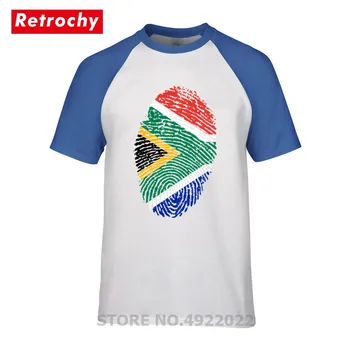 Južná Afrika Vlajka Odtlačkov Prstov T Shirt Zábavné Basketbal, Futbal Školenia Vlasteneckej T-Shirt Mužov Okolo Krku Bavlna Tee Košele