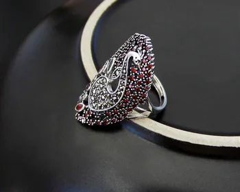 KJJEAXCMY Jemné šperky 925 Thai striebornou vložkou mincový striebro páva otvoriť krúžok prst prsteň lady prehnané atmosféru