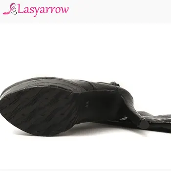 Lasyarrow Sexy dámske Topánky Patent Kožené Topánky Žena Žien Stiletto Topánky Tenké Vysoké Podpätky Kolo Platformu Botas Feminina
