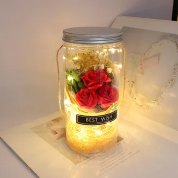 LED Svetlá Rozprávkových Svetiel Garland Kytice zo Sušených Mydlo Artific Ruže, Kvety Gypsophila Reťazec pre Plavidlá, Fľaša Valentines Svadbu