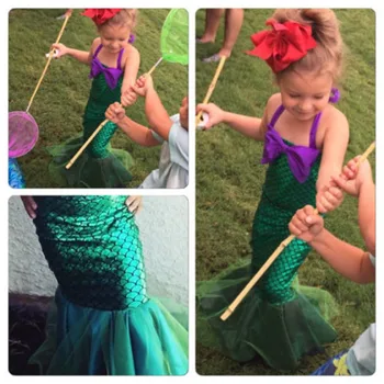 Letné Deti EÚ Sequin Malá Morská víla Nastaviť Dievčatá Princezná Fancy Dress Up Party Cosplay Kostým
