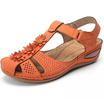 Letné dámske plus veľkosť sandále protišmykových svetlo, guľaté hlavy Roman klin pohodlné Baotou sandále ženy sandále na platforme sandále