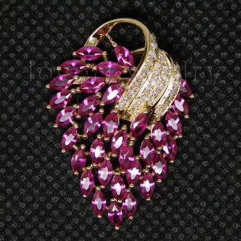 LOVERJEWELRY Skvelý Dizajn, Šperky Vintage Pevné 14Kt Žlté Zlato Prírodného Diamantu Ružový Ruby Prívesok Na Predaj E153A