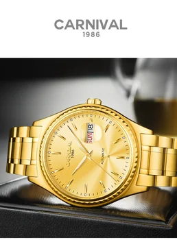 Luxusné Značky Pánske Hodinky Športové Náramkové hodinky Zlaté oceľ Remienok Dátum Hodiny Mužov Automatické Mechanické Hodinky Japonské pohyb