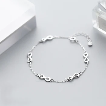 MloveAcc 925 Sterling Silver Infinity Milenca Nekonečná Reťaz Prepojenie Femme Náramok pre Ženy Valentína Darček Šperky