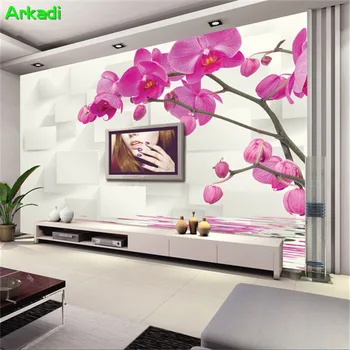Moderný minimalistický, TV joj, steny gauč obývacia izba, spálňa štúdia hotel 3d tapeta ružová motýľ orchidea sen kvety