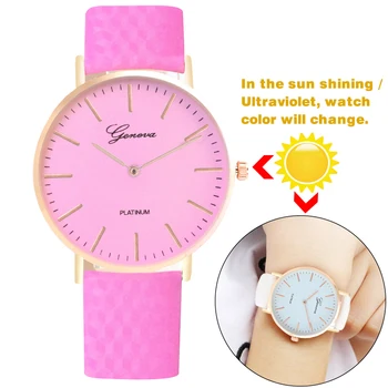 Módny dizajn hodiny na priamom slnku zmeniť farbu športové bežné hodinky ultrafialové zafarbenie quartz ženy Náramkové hodinky