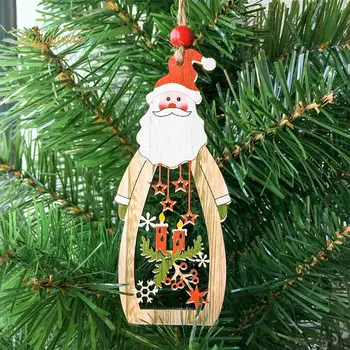 NICROLANDEE 3 ks/sada Drevené Vianočné Santa Claus Snehuliak Prívesok Ozdoby Home Party, Vianočný Strom Decor Deti, Darčeky, Dekorácie 90