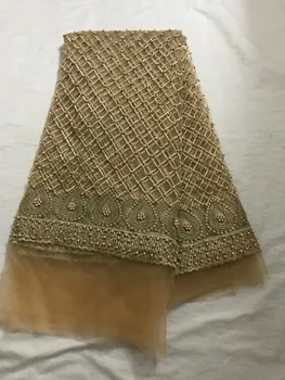 Nigérijský francúzsky čistý Čipky David-10730 Vyšívané Kábel Čipky Textílie s plnou korálky pre svadobné šaty