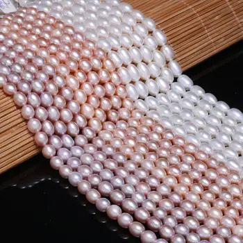 Nové ryže v tvare biele, ružové a fialové sladkovodné AAA pearl korálky Jednoduché A módne party šperky osobnosti darček veľkosť 6-7mm