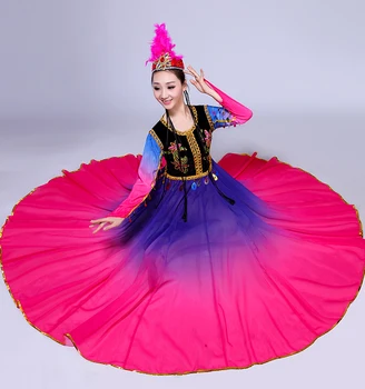 Nové Sin-Ťiangu Uygur Tanečné Predstavenie Kostýmy Ženy Z Etnických Menšín Fáze Výkon, Ako Pre Dospelých Oblečenie Ľudových Tanečných Kostýmov Pre Dospelých