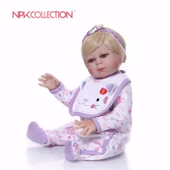 NPK 46 cm Červená reborn bábiky mäkké silikónové dieťa bábiky bebe princezná reborn pekné fialové oblečenie srdce plyšové bábika darček deti hračky