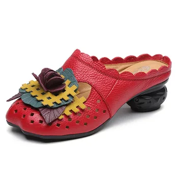 Námestie Podpätky Ženy Sandále Nové Módne Originálne Kožené Letné Šľapky Kvet Topánky Žena Čerpadlá Mokasíny Tkaných XKD8078