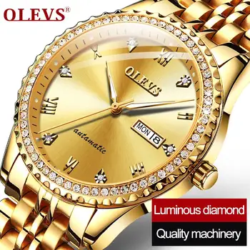 OLEVS Bežné 2020 Nové Diamanty pánske hodinky zobrazenie týždňa nehrdzavejúcej ocele luxusné hodinky pre mužov auto Dátum hodiny relogio masculino
