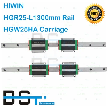 Originálne Značky HIWIN Lineárne Príručka 2 ks HGR25 L 1300mm lineárne železničnej + 4pcs HGW25HA HIWIN Ťažký Náklad Blok