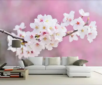 Prispôsobený veľké nástenné tapety na steny pokrýva HD krásne ručne maľované ružová peach blossom jednoduché TV pozadí na stenu