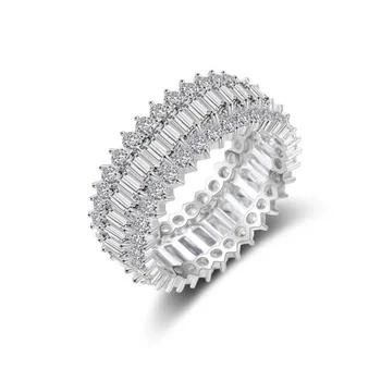 Pôvodné 925 Sterling Silver RING Pripraviť Diamond Kapela krúžky prst Svadobné Zapojenie prírodný Drahokam Prstene pre Ženy Šperky