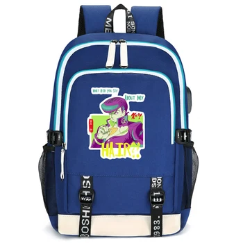 Radu jojo je Bizarné Dobrodružstvo Cartoon Späť Pack Anime Školské Tašky Bookbag Kujo Jotaro Cestovné Bagpack USB Nabíjanie Notebooku Batoh