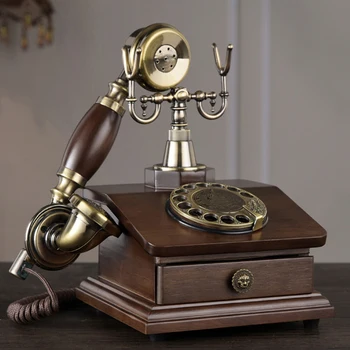 Retro Šnúrový Rotačné Telefón s Elektronickými Zvonenie, 1 Zásuvka, Klasický Štýl Dial Telephone pre Domáce a Kancelárske Dekorácie