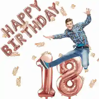 Rose gold narodeniny, party dekorácie číslo happy birthday dodávky nastaviť balóny happy birthday N6K6
