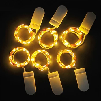 Rozprávkových Svetiel Medi LED Drôt String Svetlá na Vianočné Girlandy Krytý Spálňa Domov Svadobné Dekorácie Svetla Tlačidlo Batérie Powered