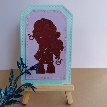 Roztomilý malý tuku dievča, dekorácie, doplnky rezanie kovov formy DIY zápisník šablónu karty papier remeslá