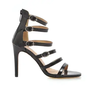 Sexy späť na zips Románsky topánky dámske módne nové vysokým podpätkom sandále plus-veľkosť 48
