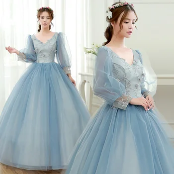 Sivá modrá svietidla rukáv plesové šaty, stredoveké šaty Renesancie šaty kráľovná Viktoriánskej šaty/márii Antoinette/ Belle Loptu