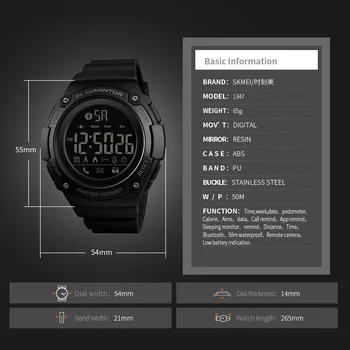 SKMEI Krokomer Kalórií Chronograf Mužov Smart Hodinky Módne Inteligentné Vonkajšie Športové Hodinky Vodotesné 50M Digitálne náramkové hodinky