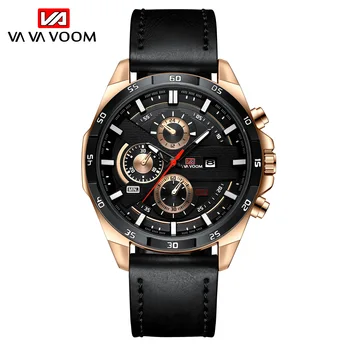 Sledujte muži 2020 nový Top značky Bussiness Módne Luxusné Náramkové hodinky Quartz Kožené Nepremokavé Calander Hodinky pre mužov