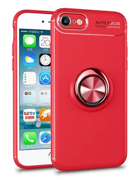 Stojan prípade Silikón s Krúžok pre Apple IPhone 7/8 Červená