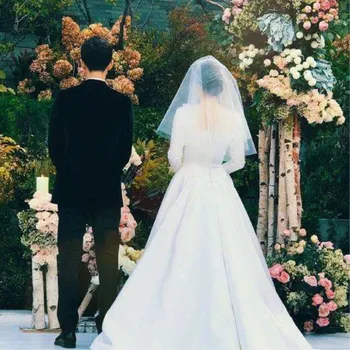 Svadba nevesta závoj biele dve vrstvy krátkom úseku 50 cm * 70 cm závoj svadobný strany žien závoj kórejská verzia istý závoj