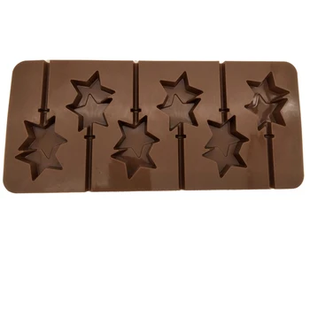 Sweettreats Silikónové formy 6 mreže dvojité Pentagram lízatko formy DIY star čokoláda formy prichádza s plastovými prút
