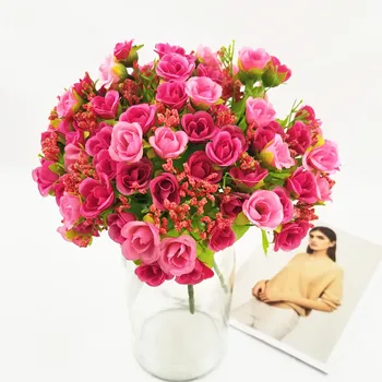 Top Diamond Ruže, Kvety Európskej 1 Kytice Umelé Kvety, Živé Falošné Rose Svadobné Dekorácie 7 Vidlice