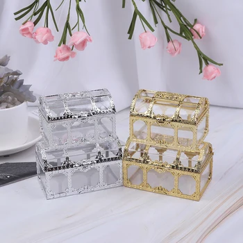 Transparentné Zlato Sweet Candy Box Prípade Čokoláda Darček Romantickú Svadbu Prospech Party Dekorácie Creative