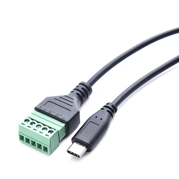Typ C Samec na USB 5 Pin Skrutku Konektor s Shield Terminál Pripojte Kábel Adaptéra