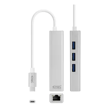 USB 3.0, Gigabit Ethernet Converter NANOCABLE 10.03.0404 Striebro