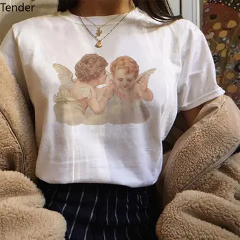 V lete roku 2020 Harajuku Kawaii T Shirt Anjel Michelangelo Estetika Ženy Móde Print plus veľkosť Krátke Rukáv Top Camiseta Mujer