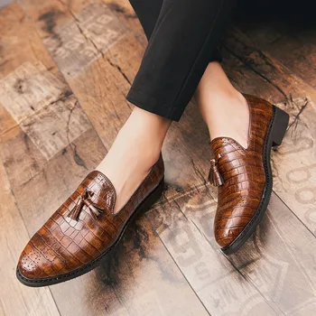 Veľká veľkosť 48 mokasíny kožené topánky vonkajšie módne topánky talianskej vonkajšie strapec mokasíny moccasins mužov pošmyknúť na byty topánky o4