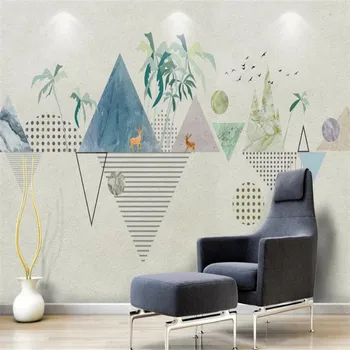 Veľké 3D tapeta nástenná maľba vlastné Nordic osobnosti geometrické elk gauč TV tapetu pozadia nástenná maľba