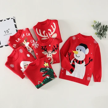 Vianočné svetre, blúzky, turtlenecks pre dievčatá Sveter s jeleň sveter vianoce chlapci Santa Claus bavlna Zrastov zimné deti