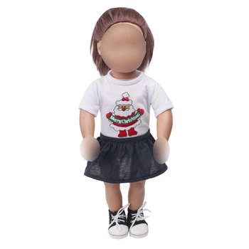 Vianočné tričko sukne doll oblečenie vhodné 18-palcové Dievča bábiku a 43 cm bábiky baby oblečenie príslušenstvo c672