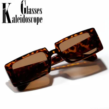 Vintage Obdĺžnik slnečné Okuliare Ženy Muži Klasické Candy Farby Slnečné Okuliare Odtiene Ženské Veľké Rámy, Slnečné okuliare UV400 Leopard Okuliare
