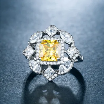 Visisap Luxusné Fascinujúce Štvorcový Zirkón Krúžok Plný Kameň Bieleho Zlata Farba Príslušenstvo pre Lady Veľkoobchod Svadobné Šperky B1219