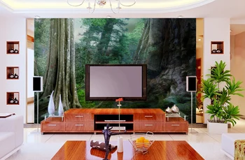 Vlastné prírodnej krajiny veľké fresco obývacej izby, spálne, gauč, TV joj, 3D tapety lese 3D stereo 3D tapety