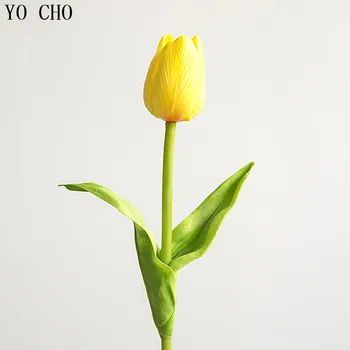 YO CHO 21pcs/veľa PU Tulipány Umelé Kvety Rastlín Pre Svadobné Domov Narodeniny Dekorácie Dospelých Bridemaid Kytice DIY Falošné Kvet
