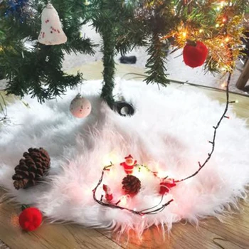 Čisto Biele Dlhé Vlasy Vianočný Stromček Sukne Plyšový Vianočný Strom Sukne Vianočný Strom Dekorácie Strom Sukne 90 cm