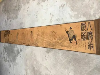 Čína staré maľby kaligrafie dlho prejdite maľovanie Ôsmich Nesmrteľných prejdite