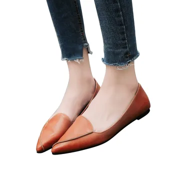 Ženské letné jeden špicaté topánky plytké úst bežné ploché topánky dámske sklzu prsta ležérne topánky 2020